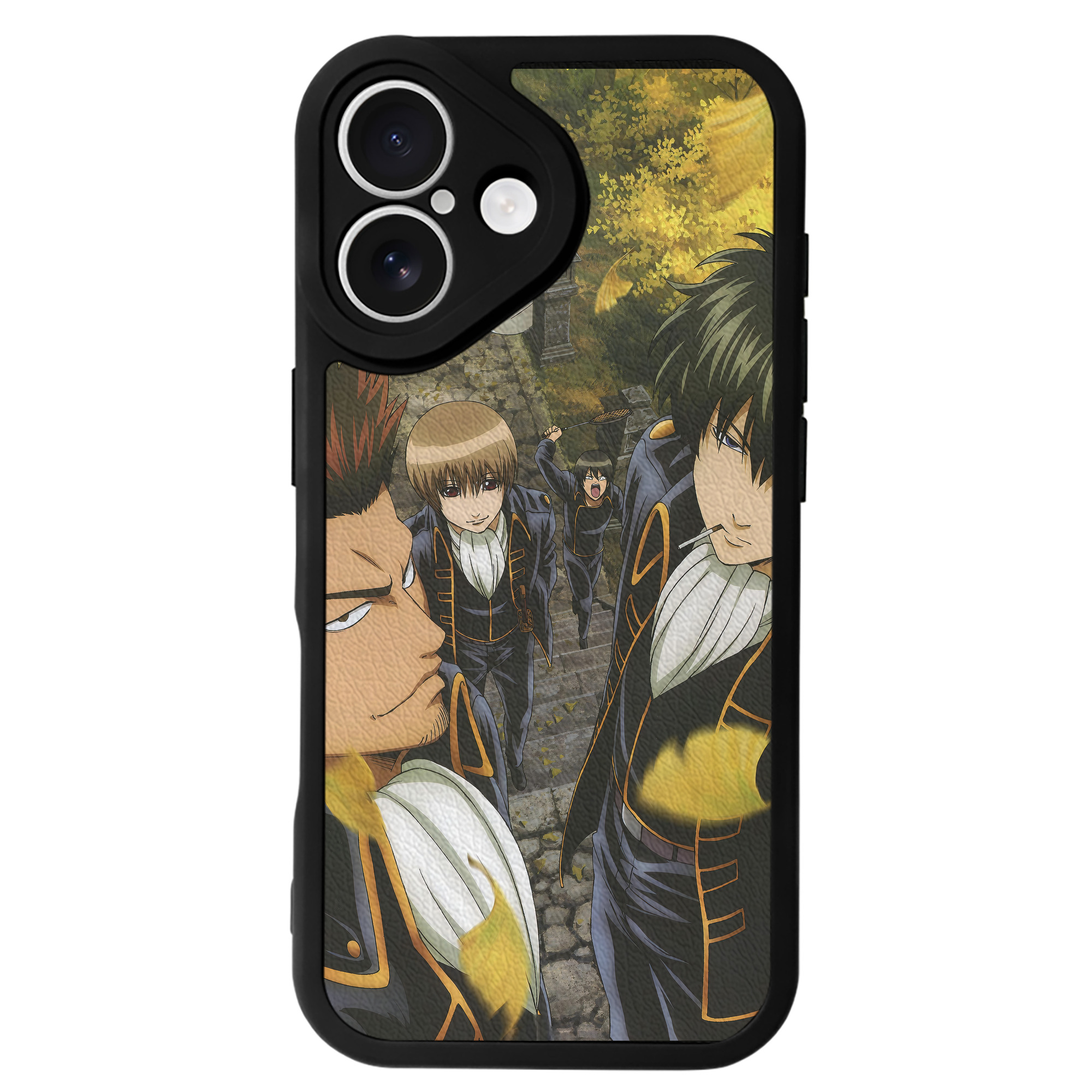 （画像用） ぎんたま 坂田銀時（さかたぎんとき） 神楽 志村新八（しむら しんぱち） GINTAMA Sakata Gintoki Kagura Shimura Shinpachi 【iPhone 16シリーズ対応】シリコンスマホケース（レザー調） 材質：シリコン